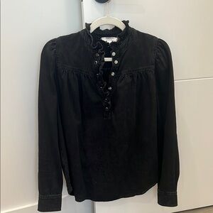 Ba&sh Elegant Black denim Ruffled Women's Top